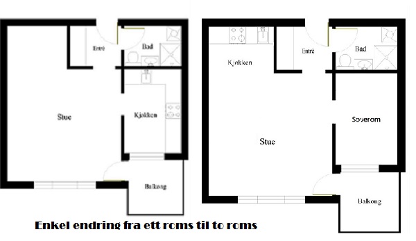 Fra ett roms til 2 roms